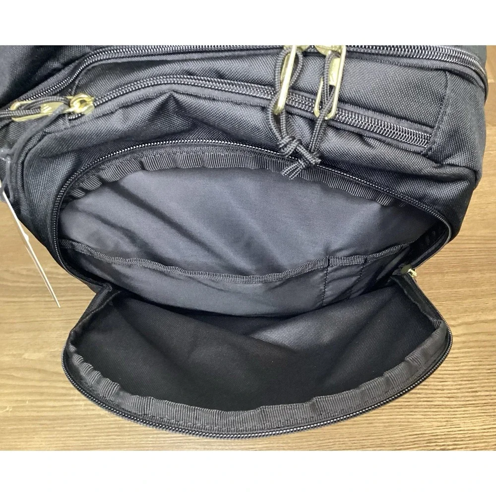 Adidas Classic Backpack Laptop Bag Black With Gold Accents NWT